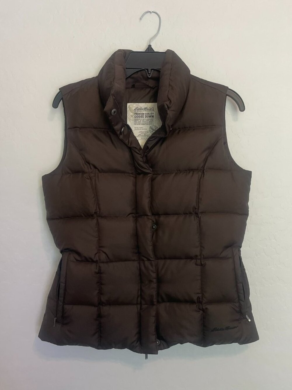 Eddie Bauer Brown Goose Down Puffer Vest Size: small